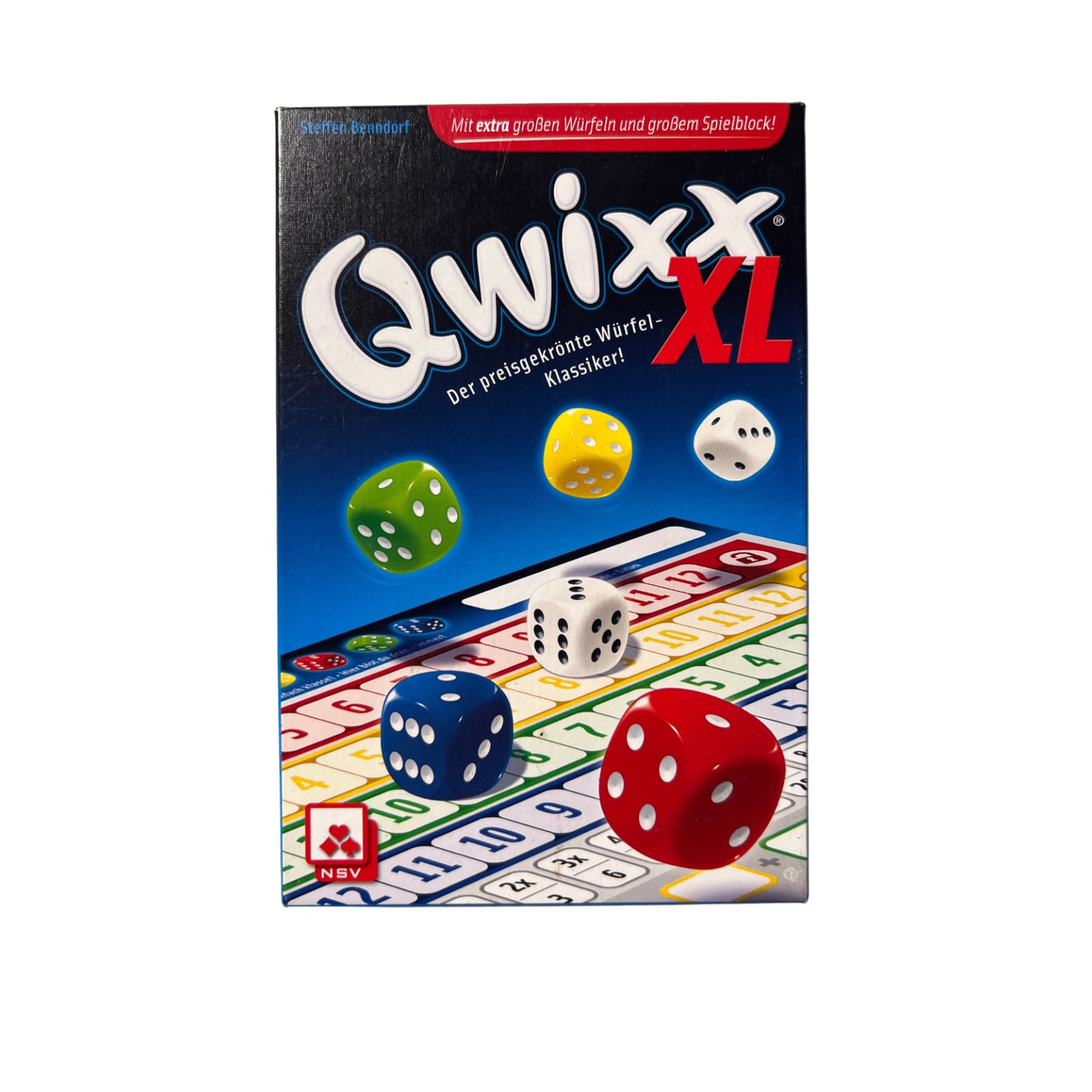 Qwixx XL Der Preisgekrönte Würfelspass NSV – SKU A13579 – Gesellschaftsspiel gebraucht kaufen bei Brettspielimperium