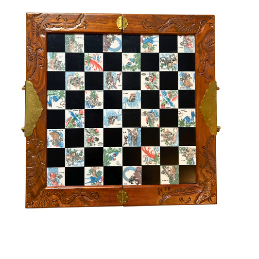 Schach Holz Schachspiel Chinesisch 30 x 30 cm  Vollständig - Ansicht 1