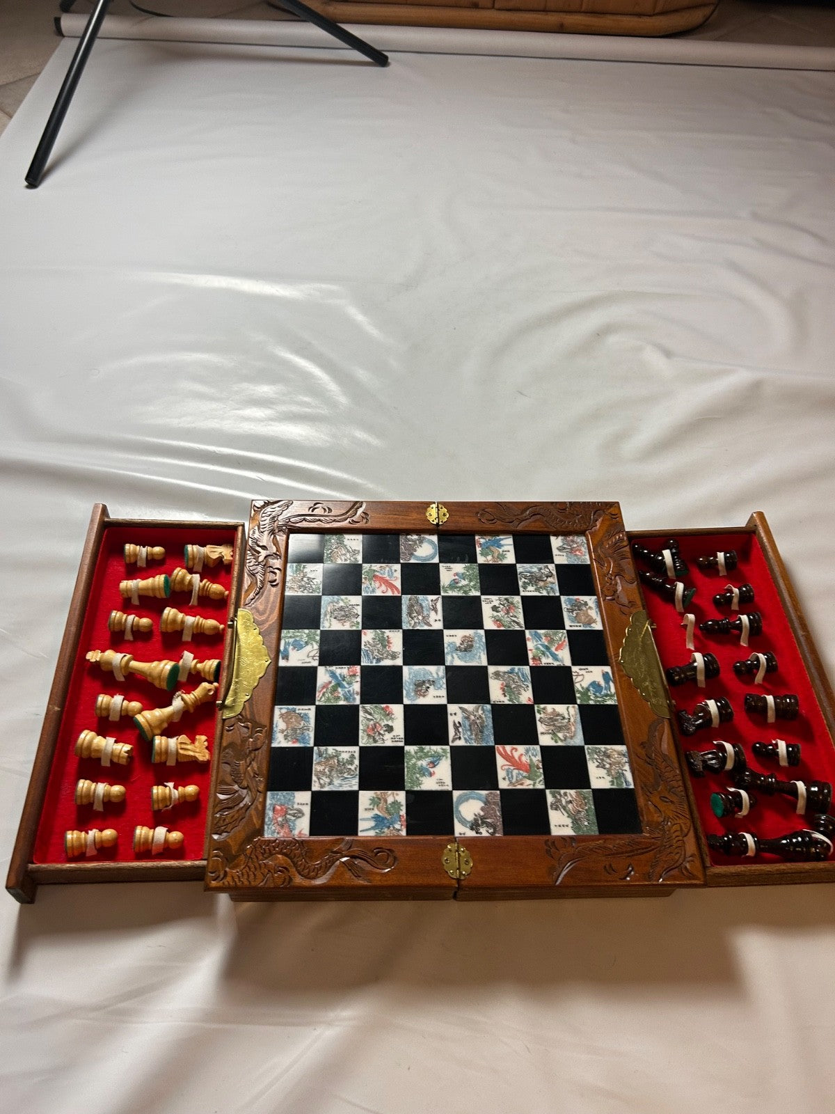 Schach Holz Schachspiel Chinesisch 30 x 30 cm  Vollständig - Ansicht 11