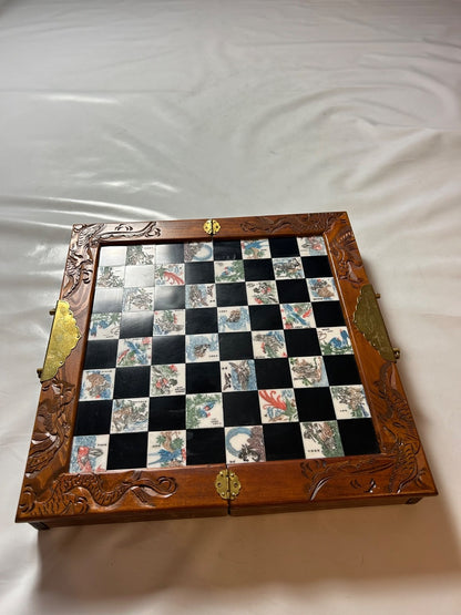 Schach Holz Schachspiel Chinesisch 30 x 30 cm  Vollständig - Ansicht 9