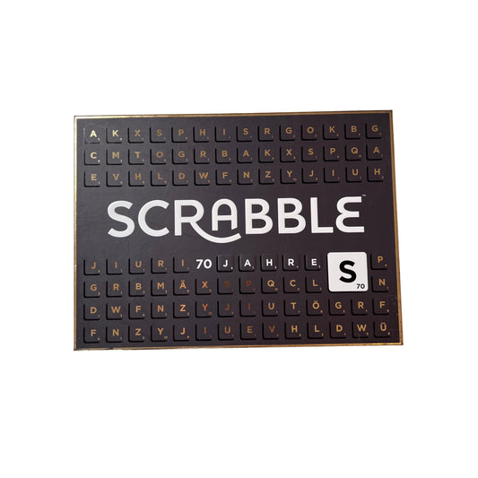 Scrabble 70 Jahre schwarze Ausgabe Mattel 2018 – SKU A14549 – Gesellschaftsspiel gebraucht kaufen bei Brettspielimperium