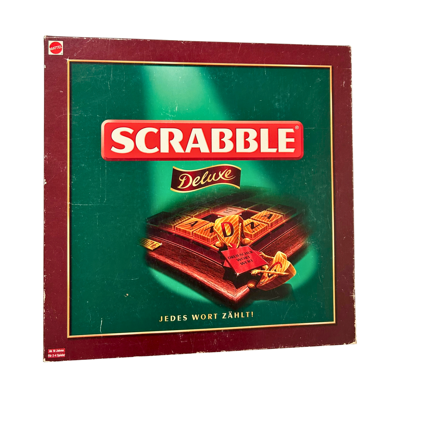 Scrabble Deluxe Spiel  Mattel 2000  Spielbrett drehbar + Holzrahmen Vollstäng - Ansicht 1