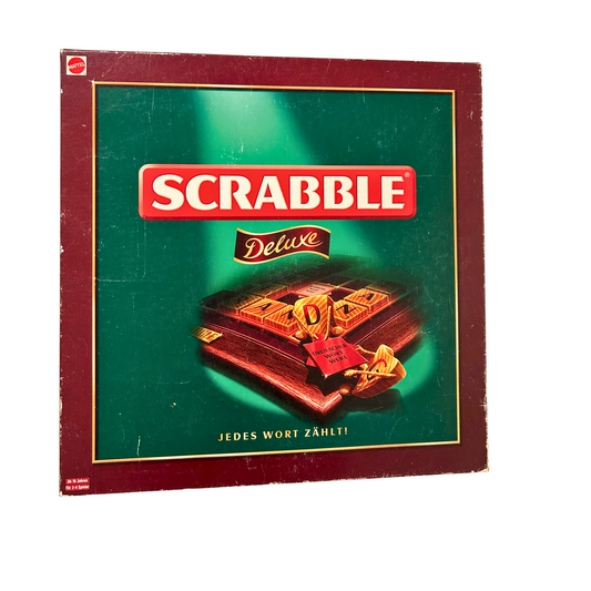 Scrabble Deluxe Spiel  Mattel 2000  Spielbrett drehbar + Holzrahmen Vollstäng - Ansicht 1