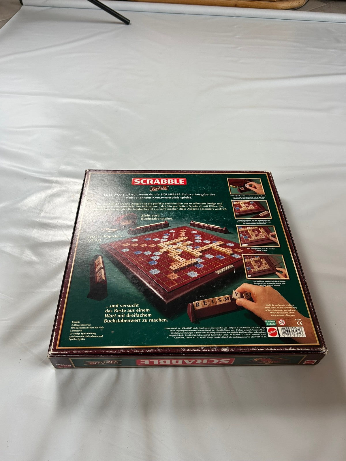Scrabble Deluxe Spiel  Mattel 2000  Spielbrett drehbar + Holzrahmen Vollstäng - Ansicht 11