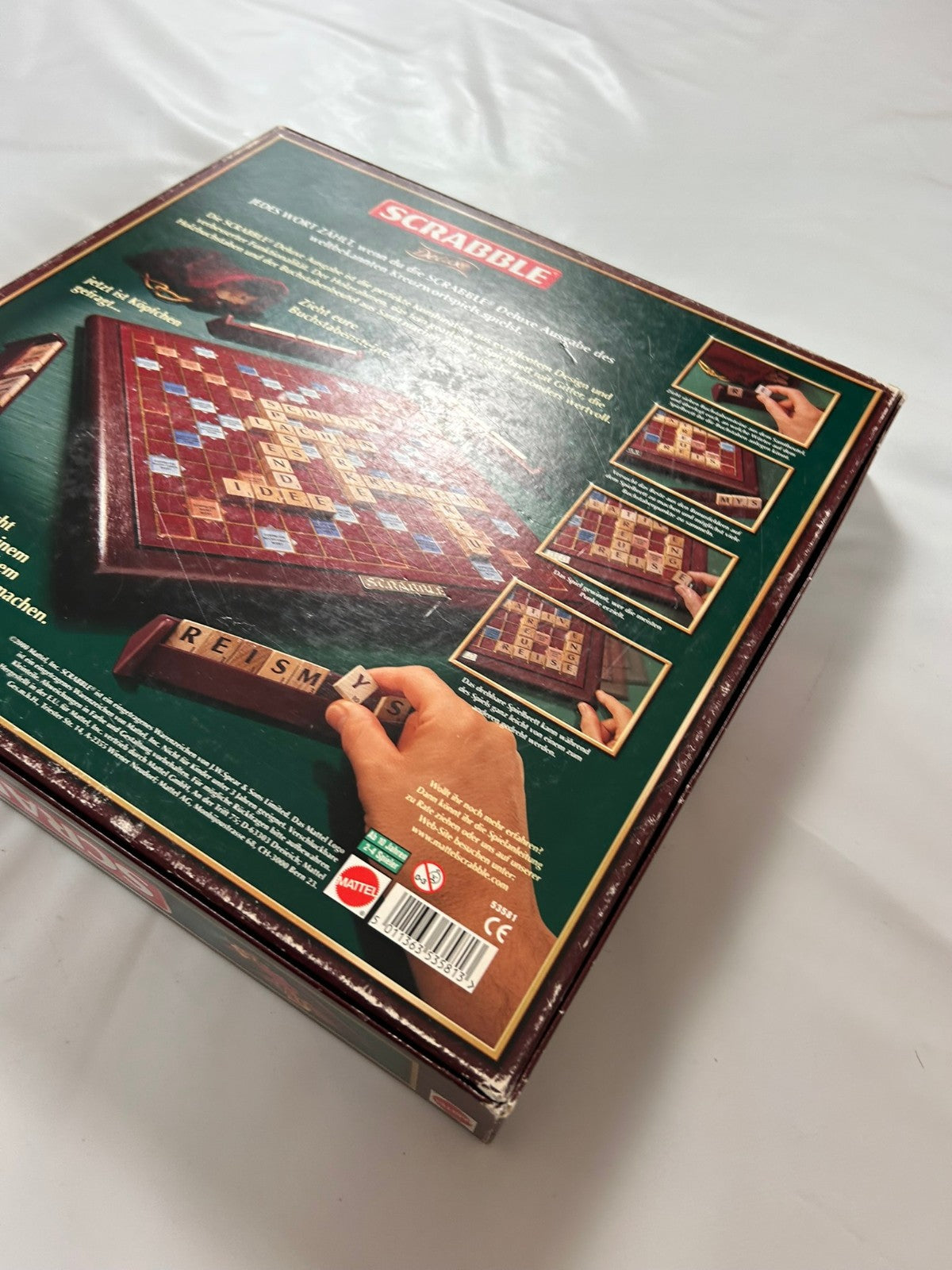 Scrabble Deluxe Spiel  Mattel 2000  Spielbrett drehbar + Holzrahmen Vollstäng - Ansicht 12