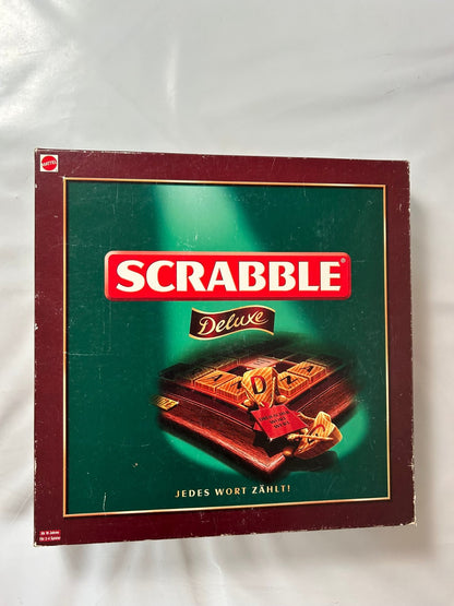 Scrabble Deluxe Spiel  Mattel 2000  Spielbrett drehbar + Holzrahmen Vollstäng - Ansicht 2