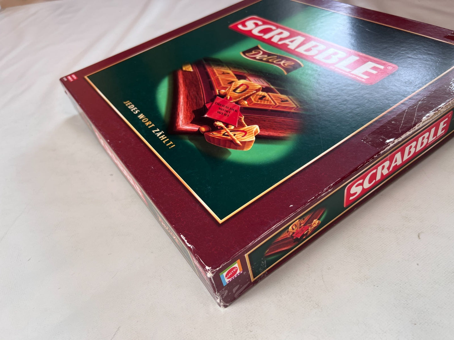 Scrabble Deluxe Spiel  Mattel 2006  Spielbrett + Holzrahmen Vollständig - Ansicht 2