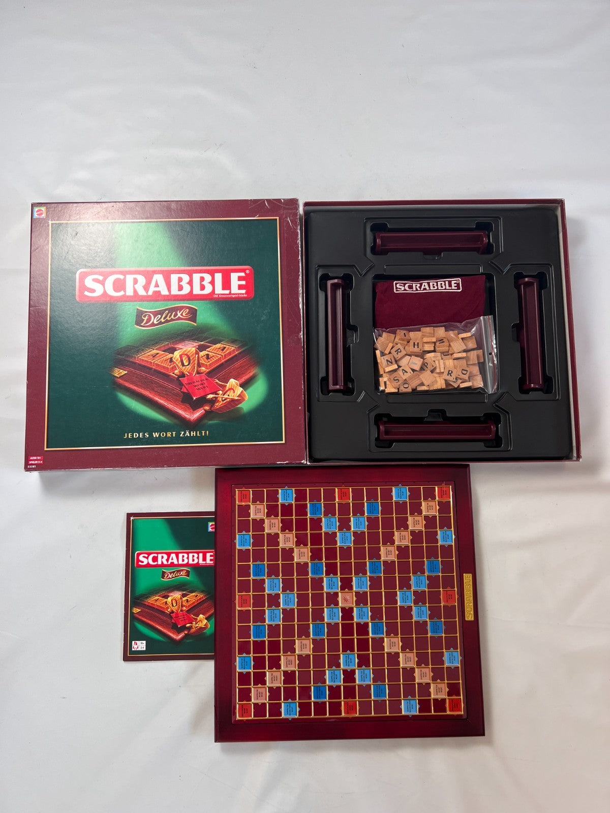 Scrabble Deluxe Spiel  Mattel 2006  Spielbrett + Holzrahmen Vollständig - Ansicht 4
