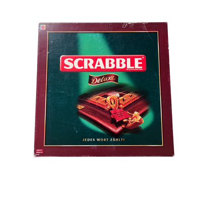 Scrabble Deluxe Spiel  Mattel 2008  Spielbrett drehbar + Holzrahmen Vollstäng - Ansicht 1