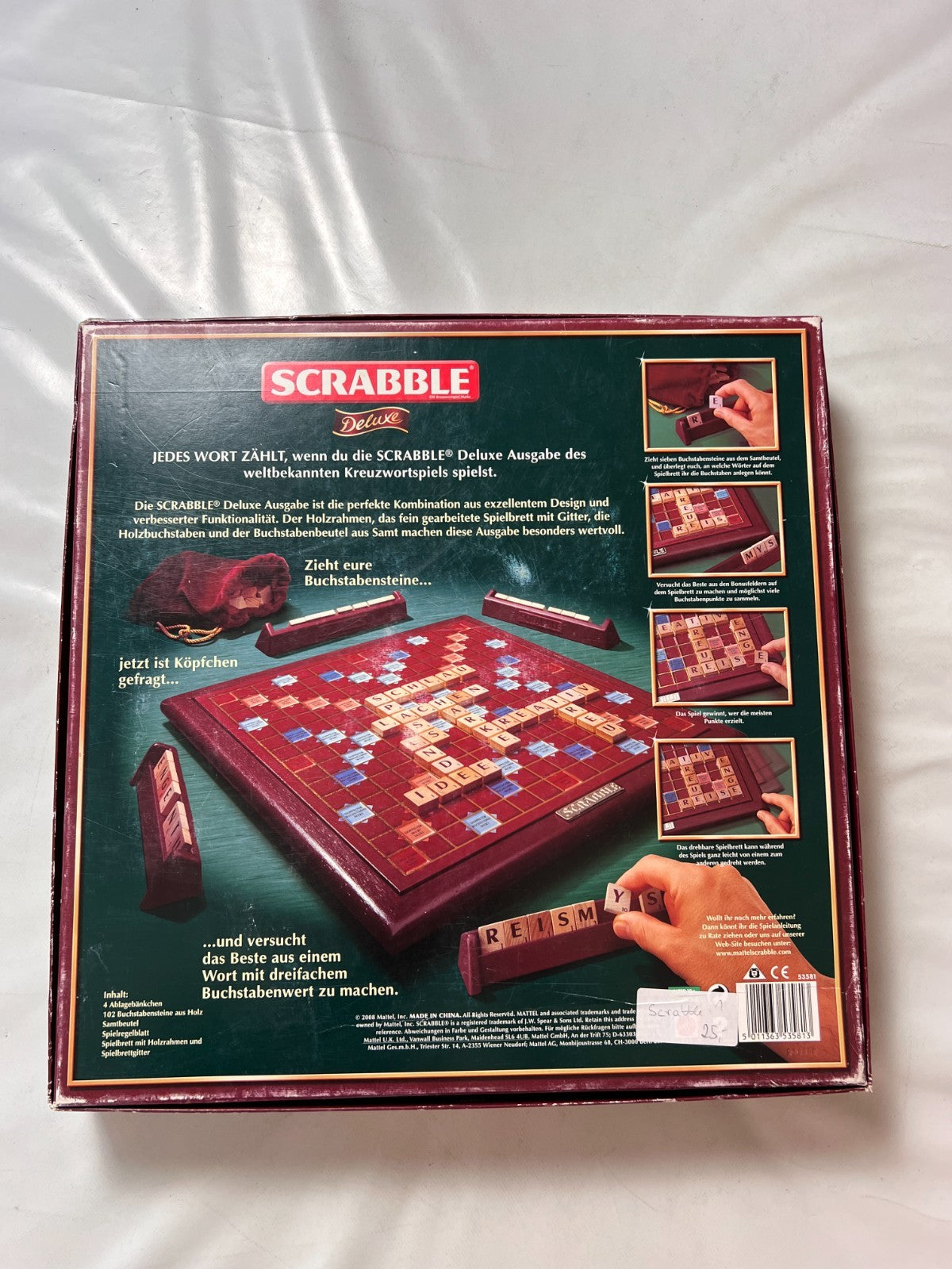 Scrabble Deluxe Spiel  Mattel 2008  Spielbrett drehbar + Holzrahmen Vollstäng - Ansicht 10