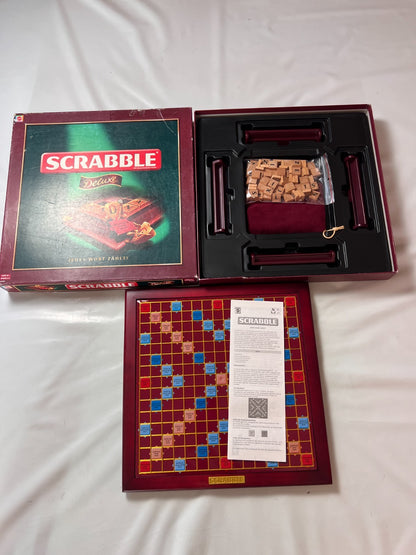 Scrabble Deluxe Spiel  Mattel 2008  Spielbrett drehbar + Holzrahmen Vollstäng - Ansicht 2