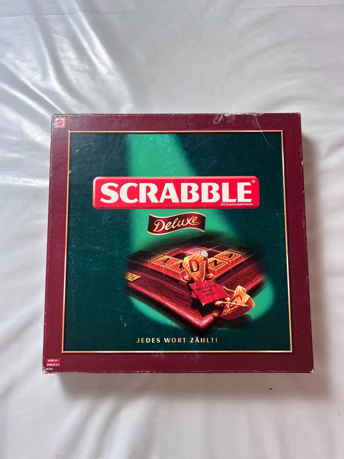 Scrabble Deluxe Spiel  Mattel 2008  Spielbrett drehbar + Holzrahmen Vollstäng - Ansicht 4