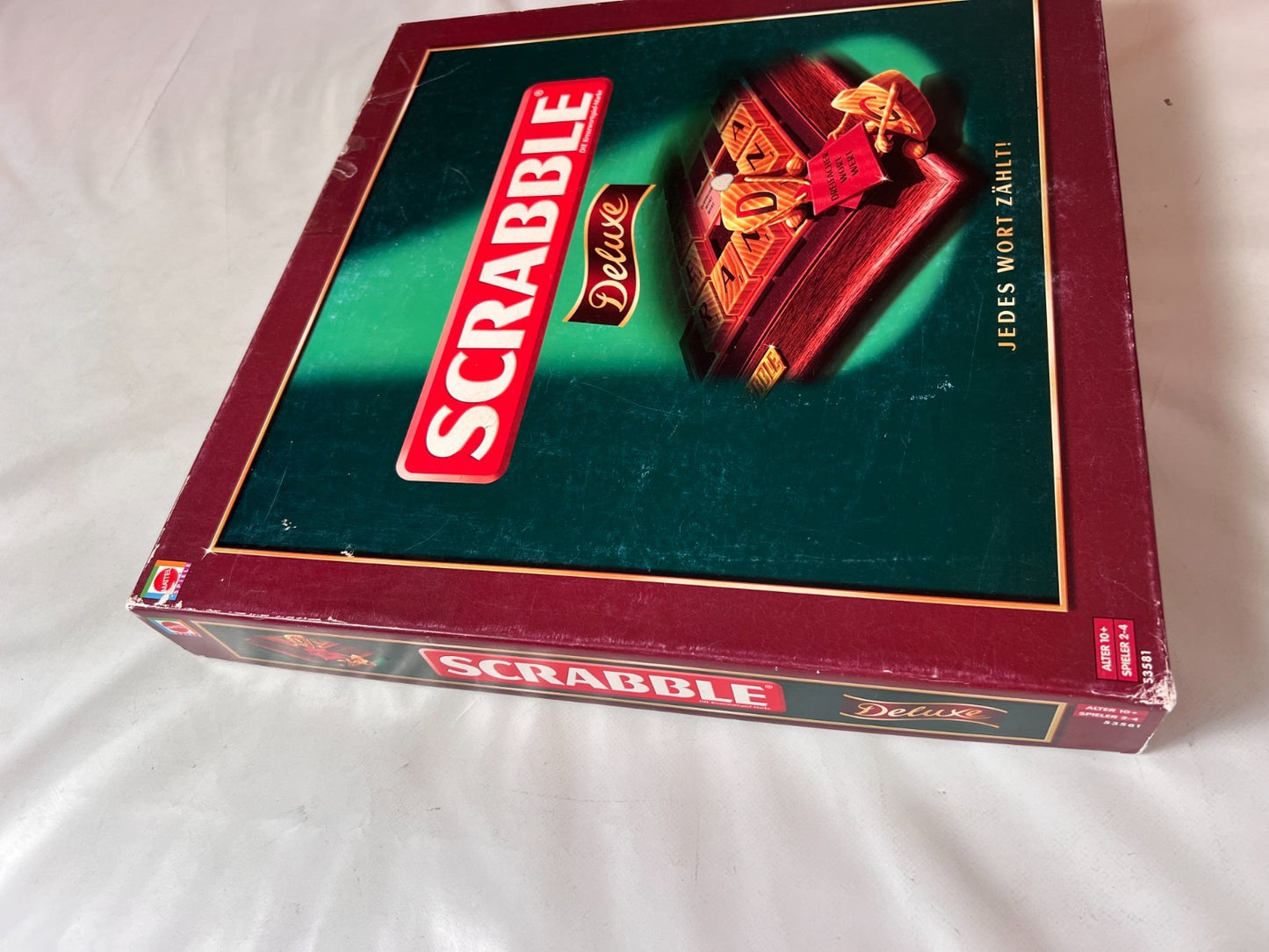 Scrabble Deluxe Spiel  Mattel 2008  Spielbrett drehbar + Holzrahmen Vollstäng - Ansicht 5