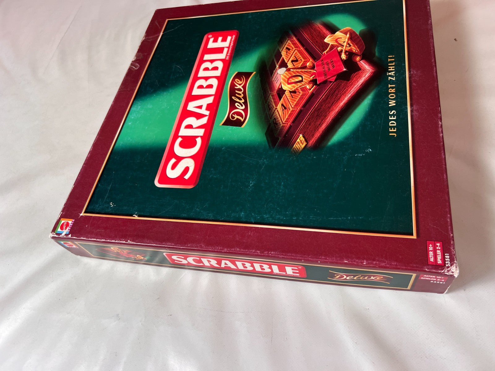 Scrabble Deluxe Spiel  Mattel 2008  Spielbrett drehbar + Holzrahmen Vollstäng - Ansicht 5