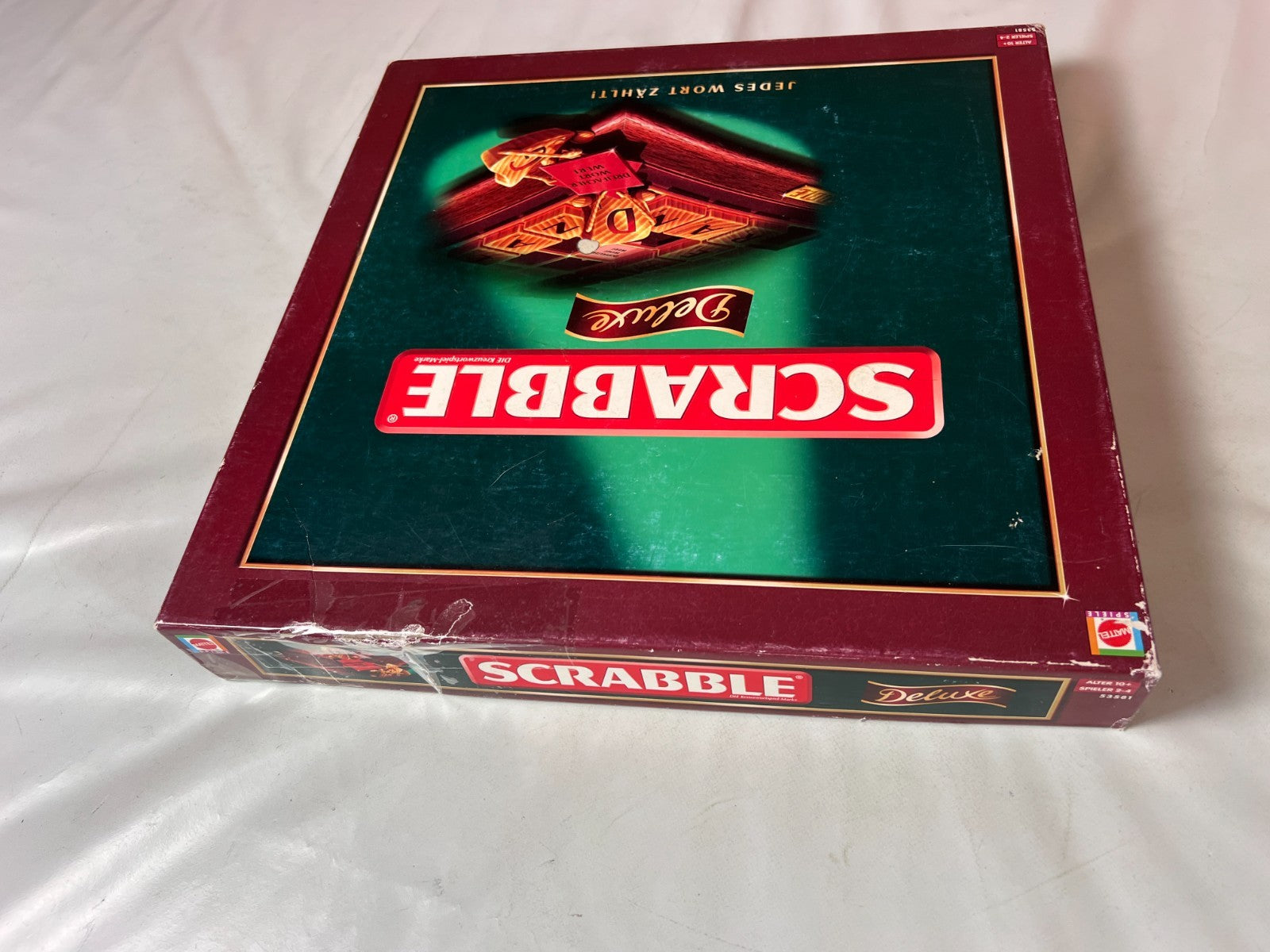 Scrabble Deluxe Spiel  Mattel 2008  Spielbrett drehbar + Holzrahmen Vollstäng - Ansicht 6