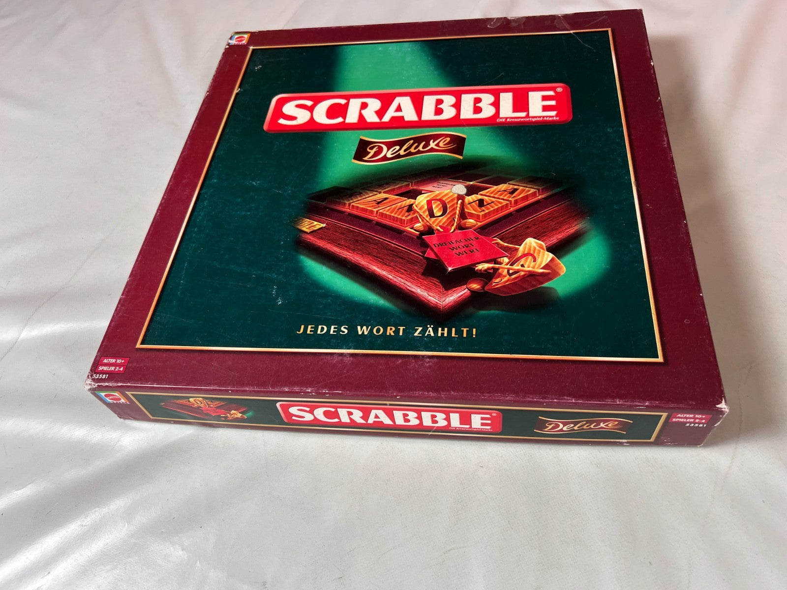Scrabble Deluxe Spiel  Mattel 2008  Spielbrett drehbar + Holzrahmen Vollstäng - Ansicht 9