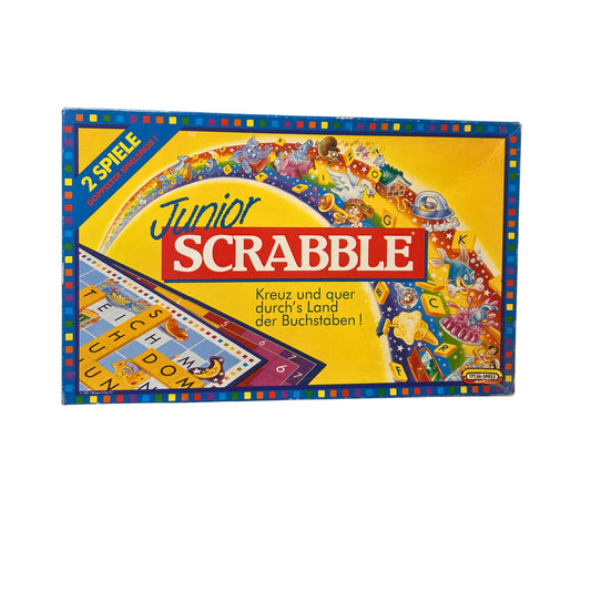 Scrabble Junior Brettspiel Mattel 1995 – SKU A9632 – Gesellschaftsspiel gebraucht kaufen bei Brettspielimperium