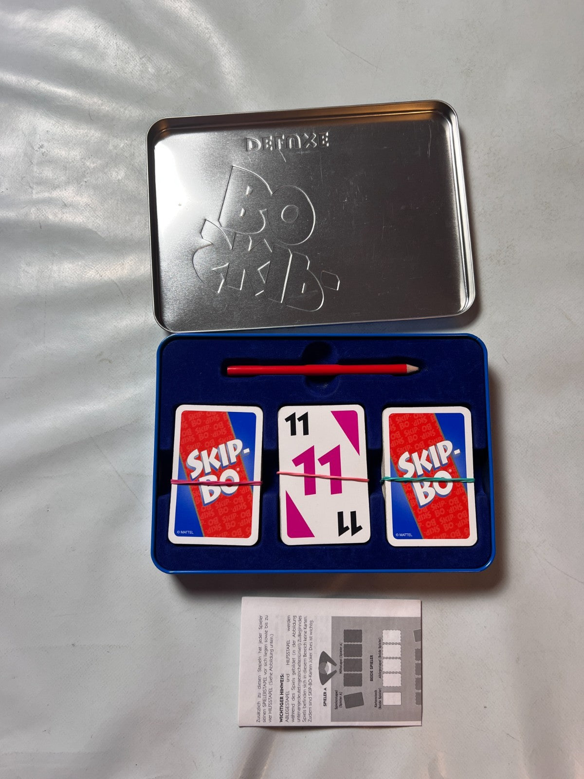 Skip Bo deluxe blau Metalldose Mattel 2006 Kartenspiel Spiel - Vollständig - Ansicht 2