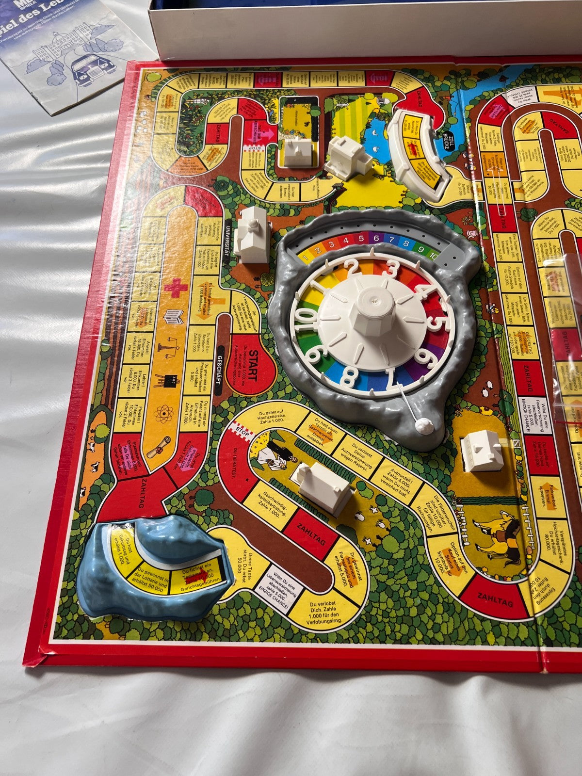 Spiel des Lebens MB 1984 Spiel blaue Ausgabe Brettspiel 2 Fahnen Vollständig - Ansicht 3