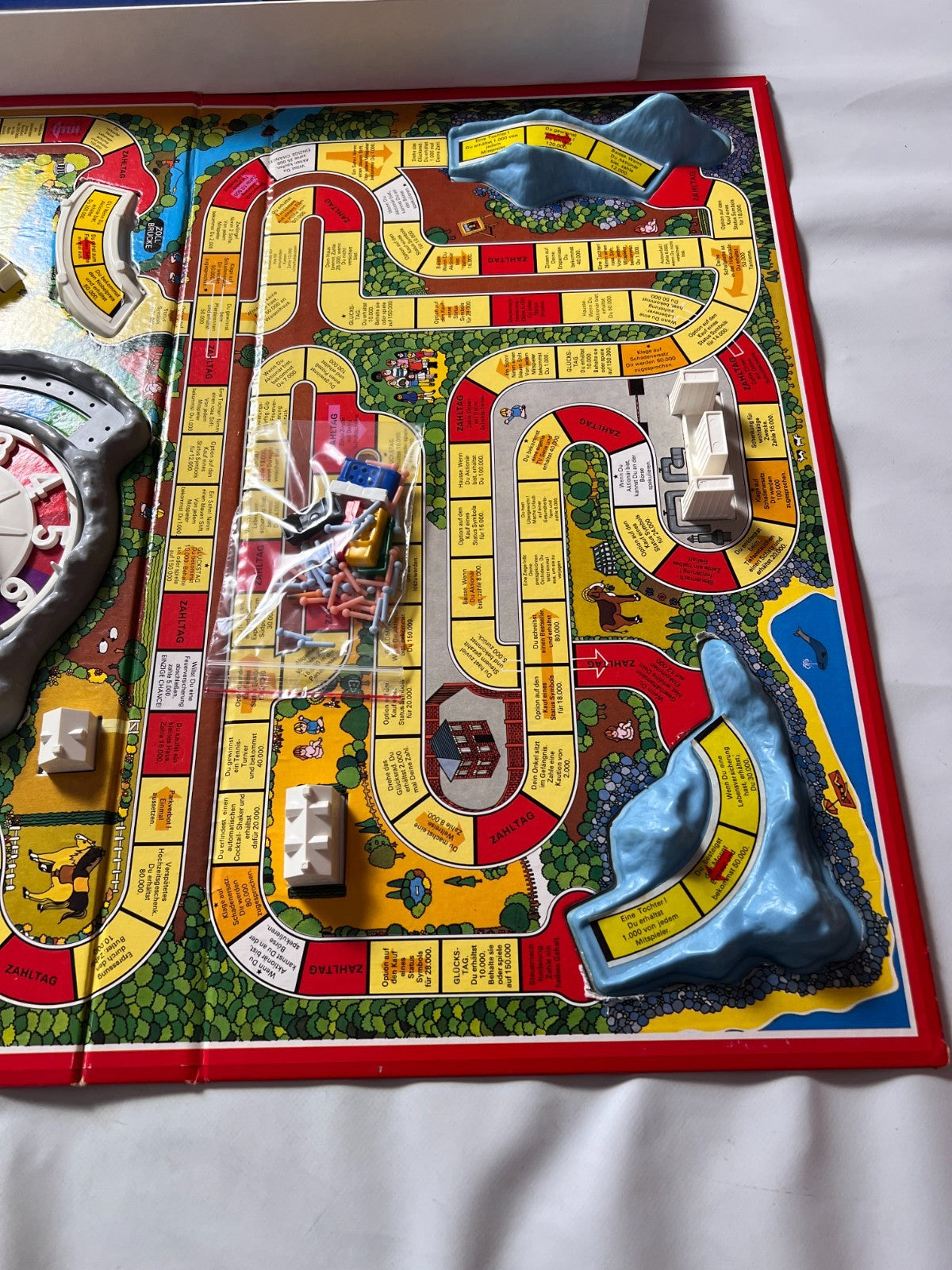 Spiel des Lebens MB 1984 Spiel blaue Ausgabe Brettspiel 2 Fahnen Vollständig - Ansicht 4