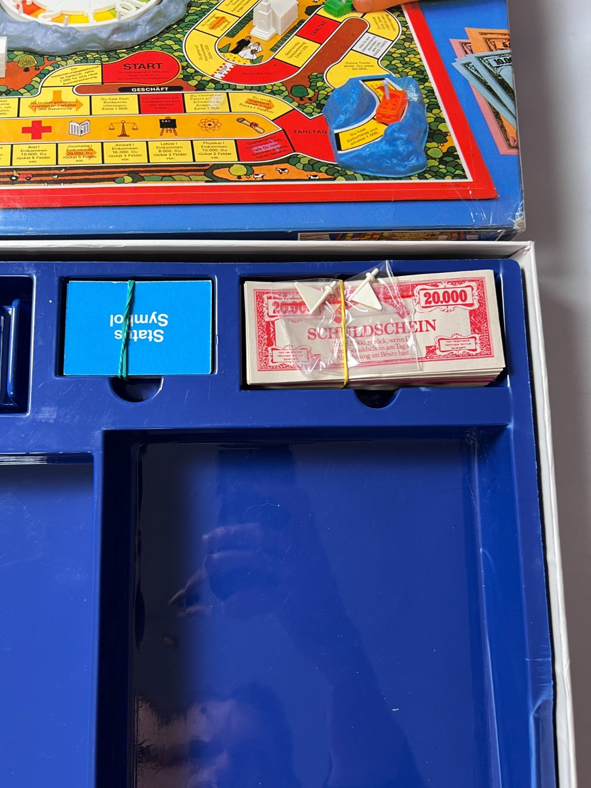 Spiel des Lebens MB 1984 Spiel blaue Ausgabe Brettspiel 2 Fahnen Vollständig - Ansicht 6