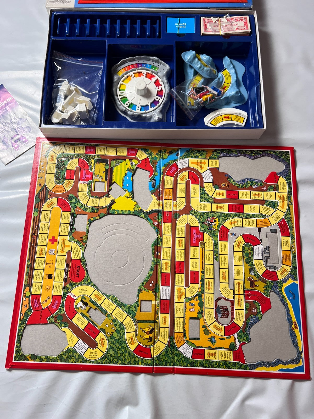 Spiel des Lebens MB 1984 Spiel blaue Ausgabe Brettspiel 2 Fahnen Vollständig - Ansicht 7