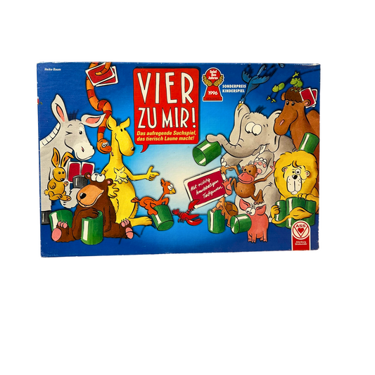 Vier Zu Mir! Brettspiel 90er Kinderspiel ASS 1996 Tierfiguren -Vollständig Retro - Ansicht 1